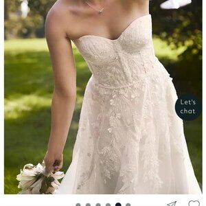 Melissa Sweet Strapless Beaded Glitter Tulle Wedding Gown